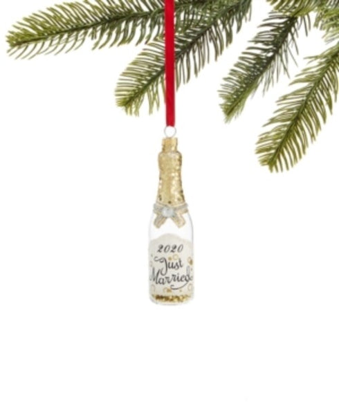 Holiday Lane Our First Glass Champagne Bottle Ornament 2020